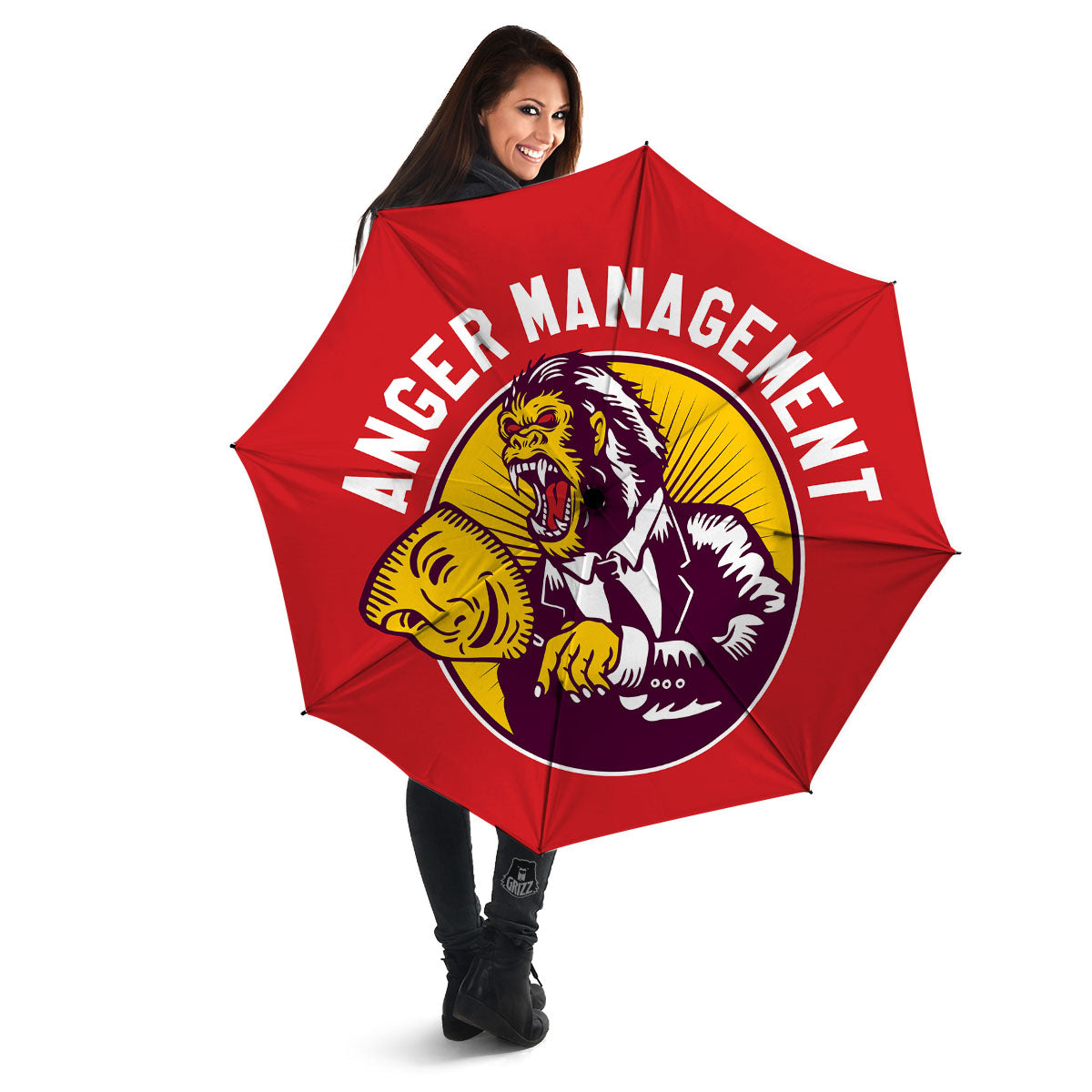 Red King Kong Gorilla Print Umbrella-grizzshop