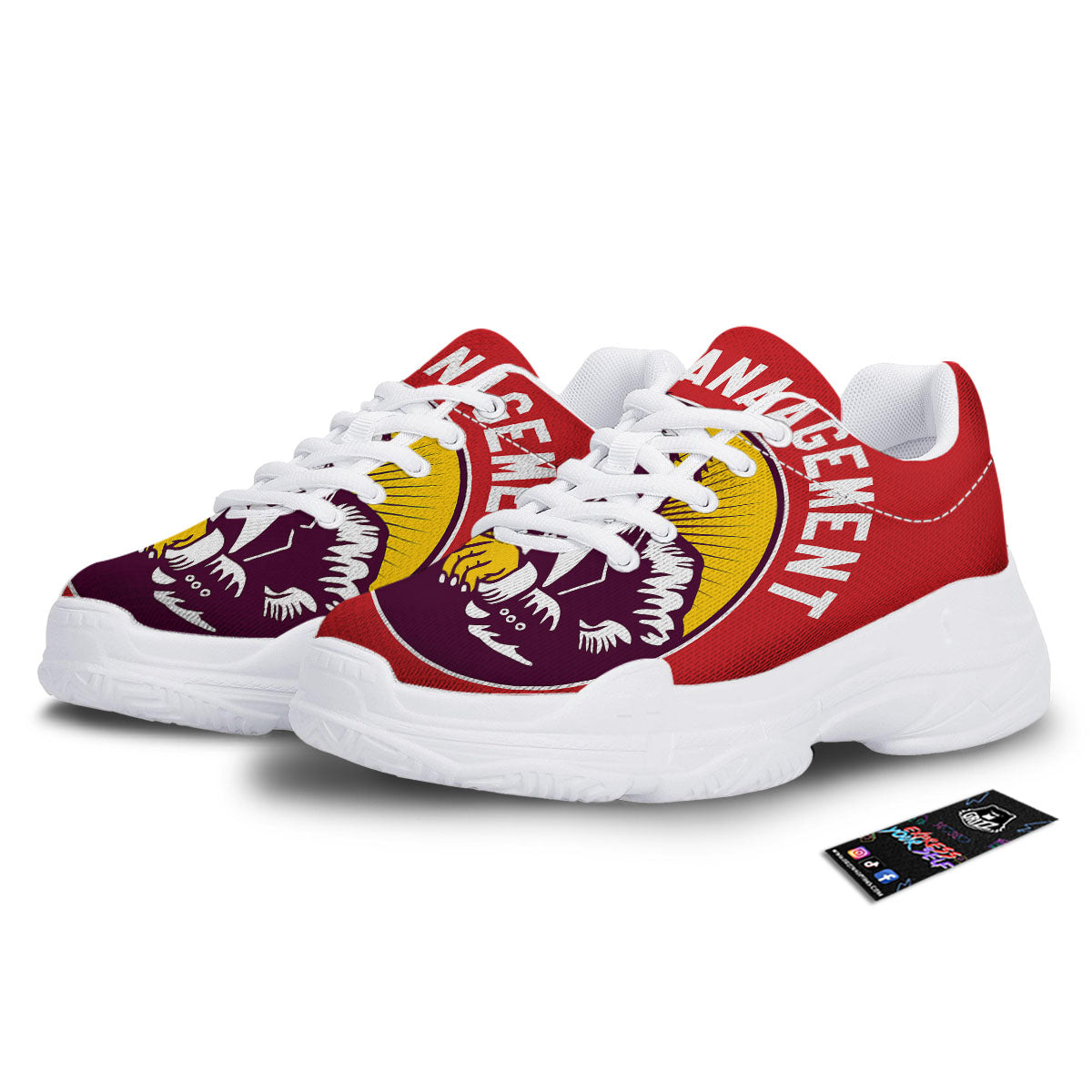 Red King Kong Gorilla Print White Chunky Shoes-grizzshop