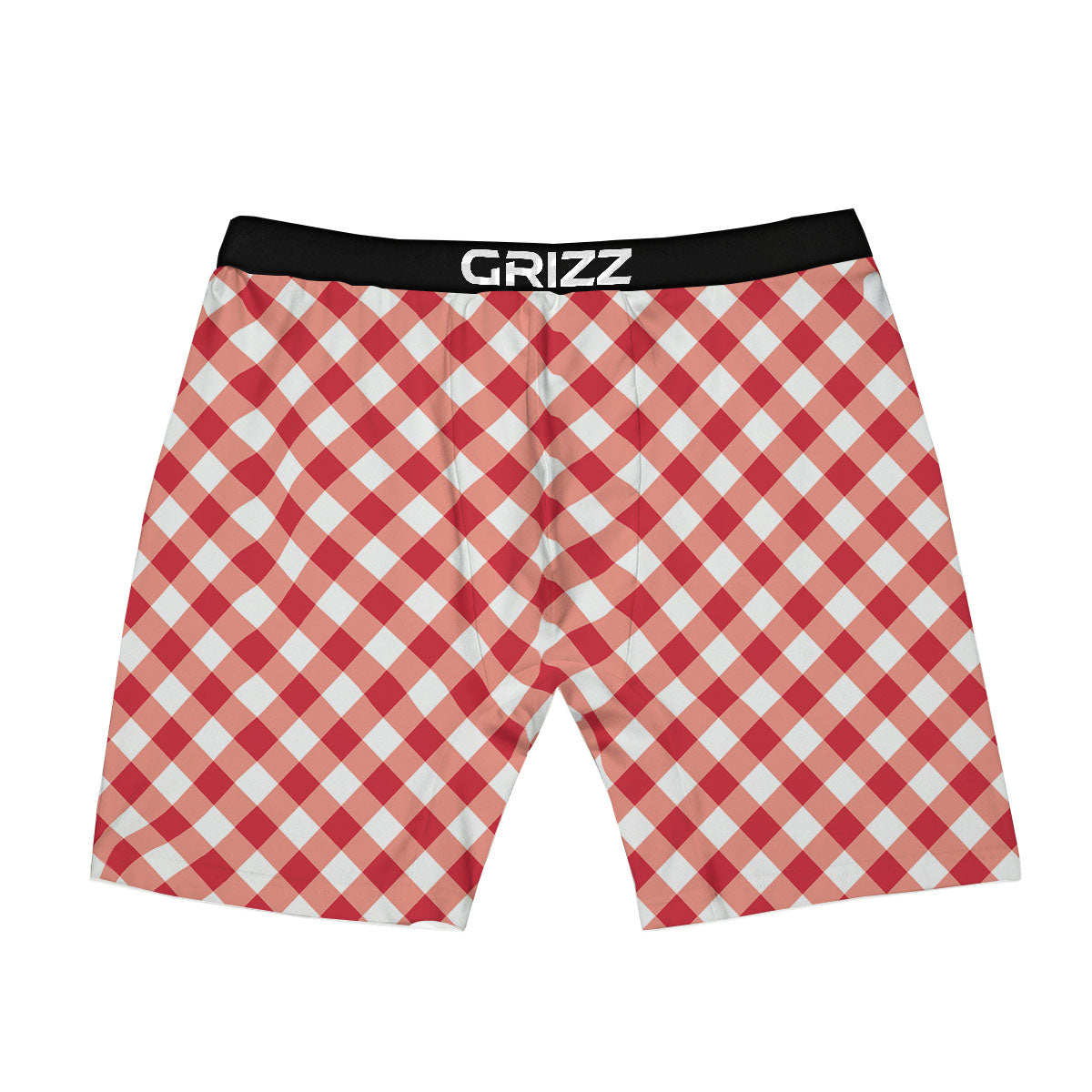 Red Lava And White Gingham Print Boxer Briefs-grizzshop