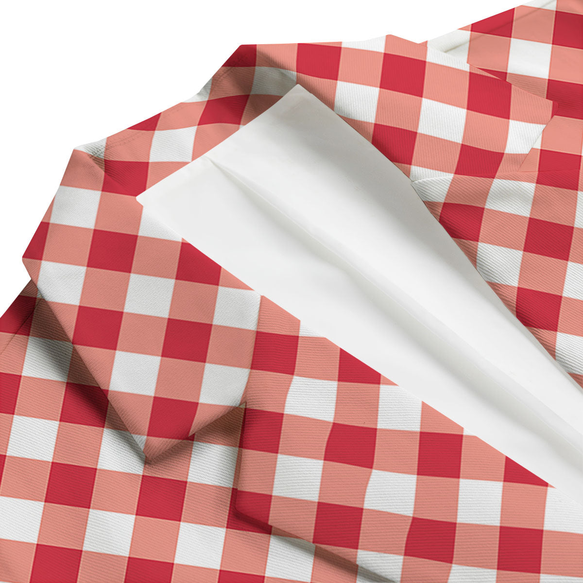 Red Lava And White Gingham Print Men's Blazer-grizzshop