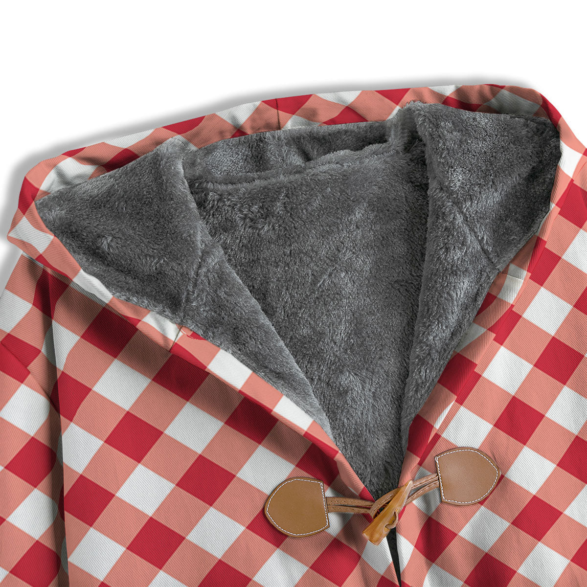 Red Lava And White Gingham Print Men's Windbreaker Jacket-grizzshop