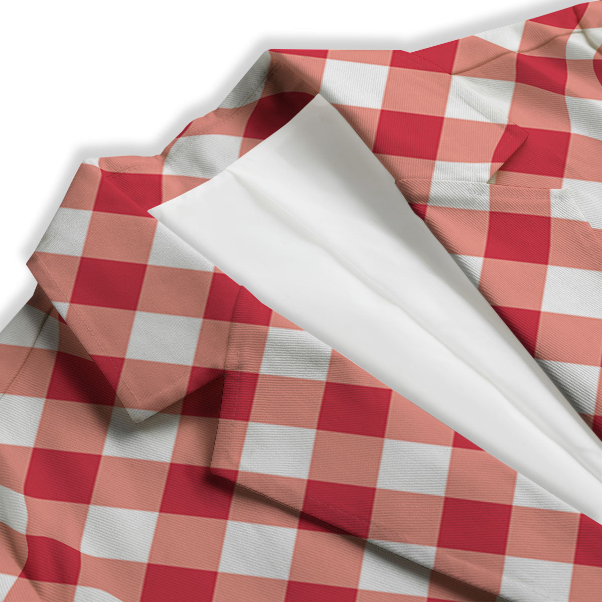 Red Lava And White Gingham Print Women's Blazer-grizzshop
