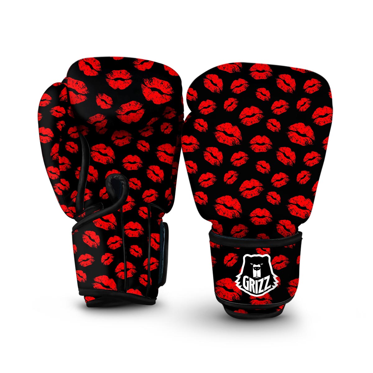 Plumeria Red Hibiscus Print Pattern Boxing Gloves main image 0