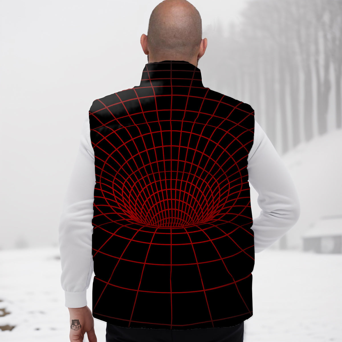 Red Lips Lipstick Pattern Print Down Vest-grizzshop