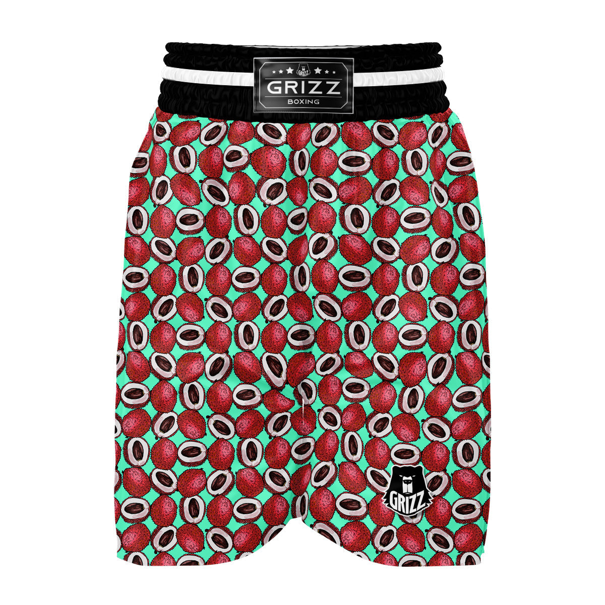 Red Lychee And Blue Print Pattern Boxing Shorts-grizzshop