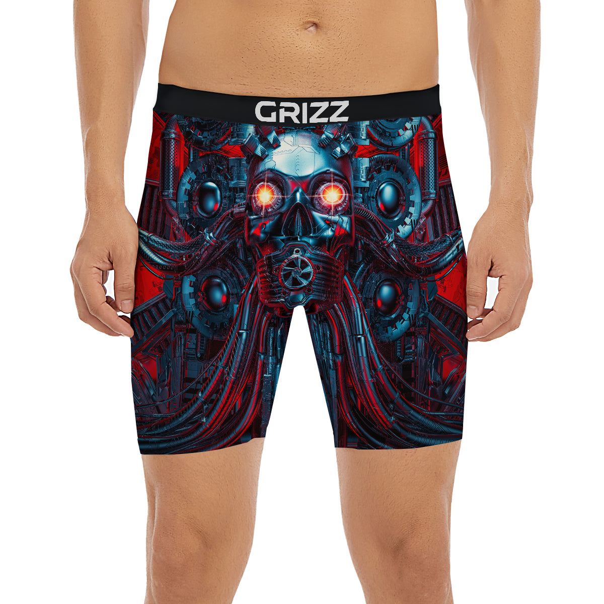 Red Machine Robot Print Boxer Briefs-grizzshop