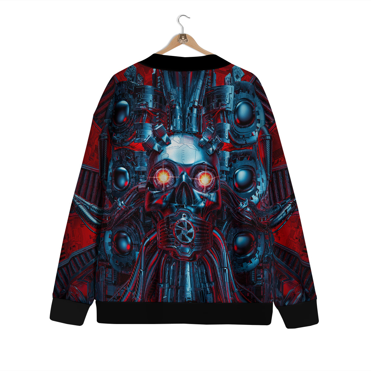Red Machine Robot Print Cardigan-grizzshop