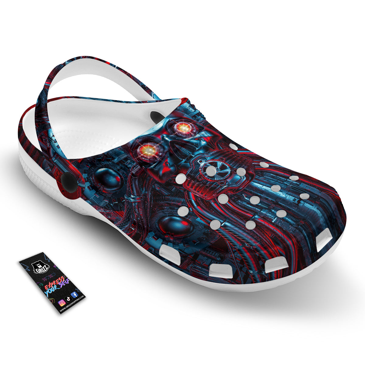 Red Machine Robot Print Clog-grizzshop