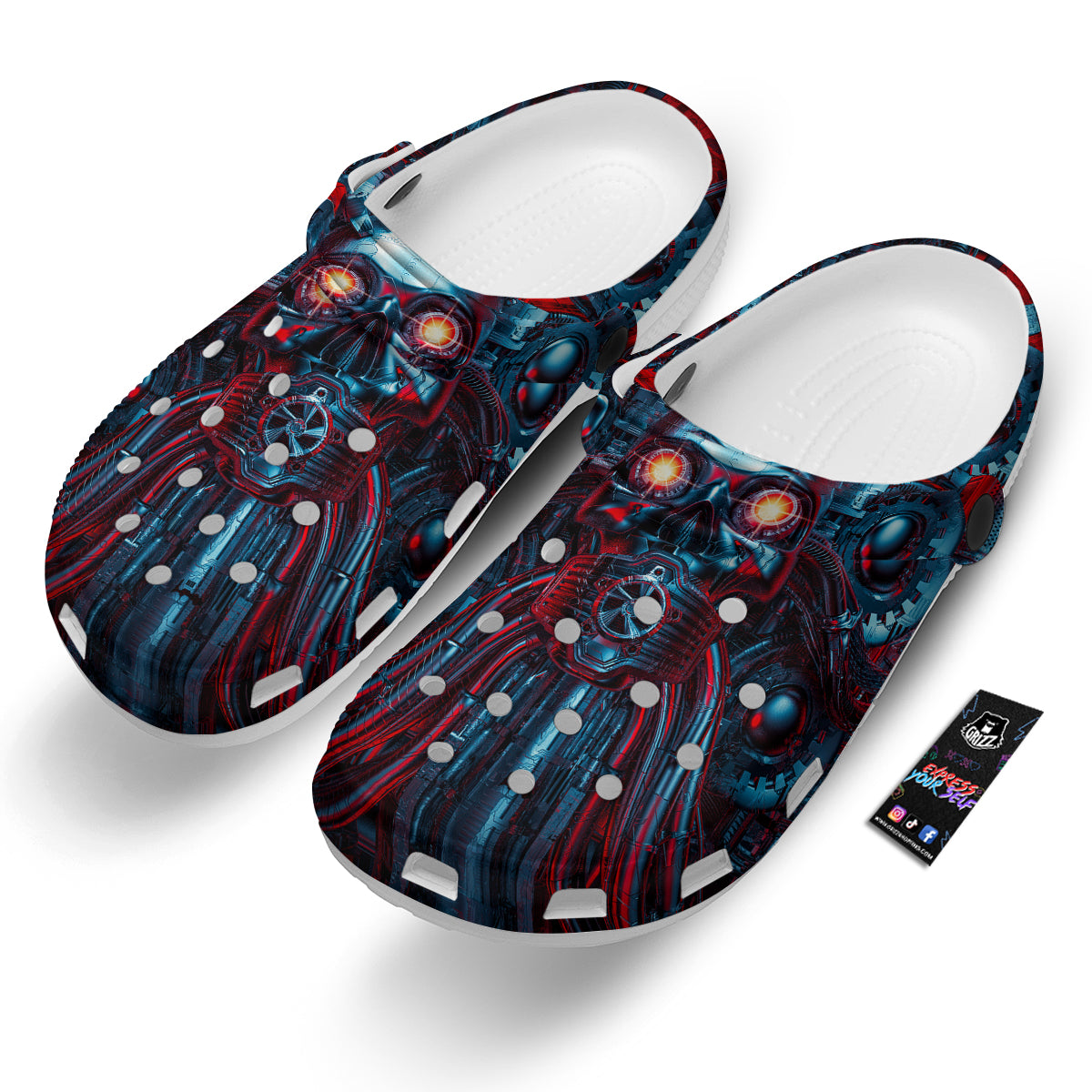 Red Machine Robot Print Clog-grizzshop