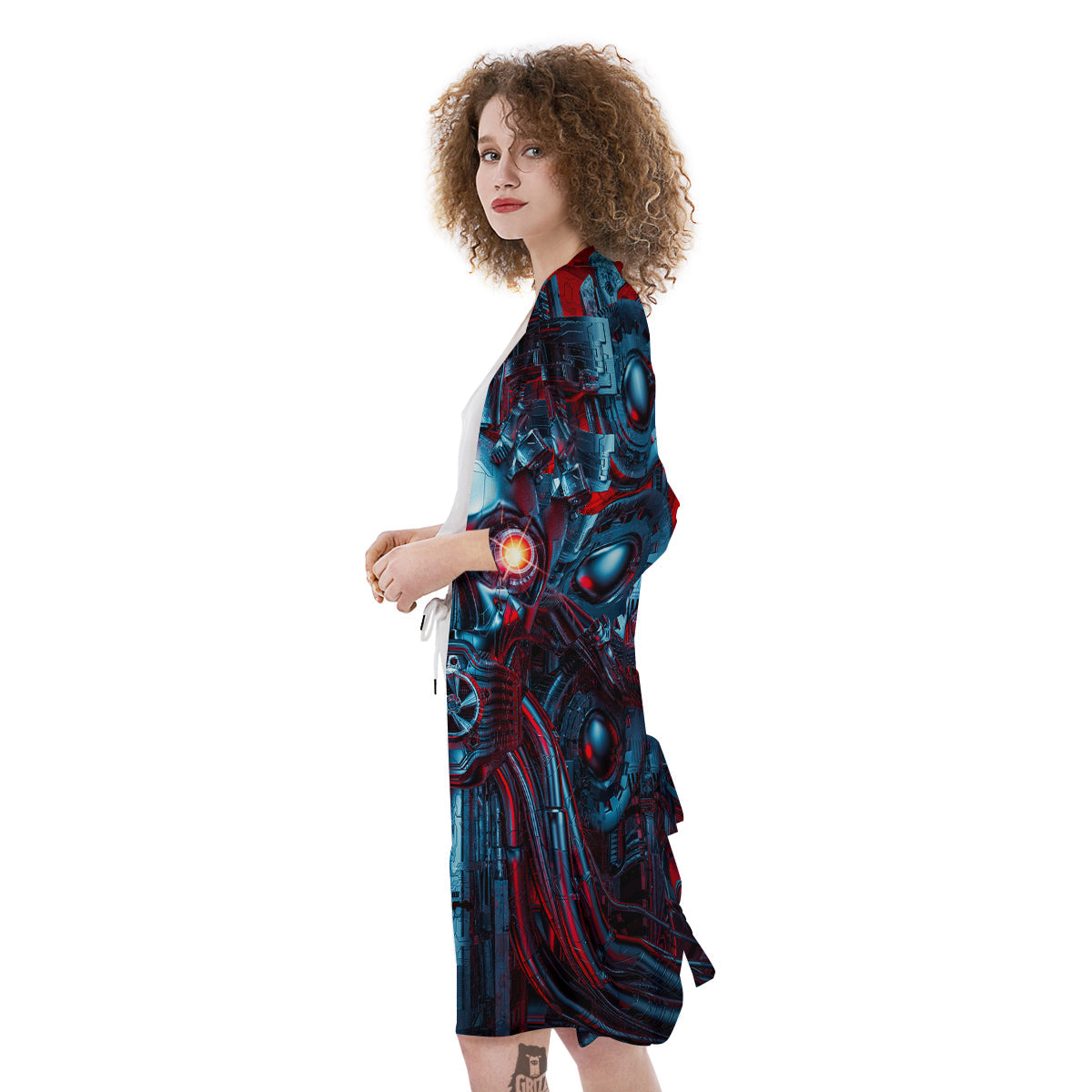 Red Machine Robot Print Kimono-grizzshop