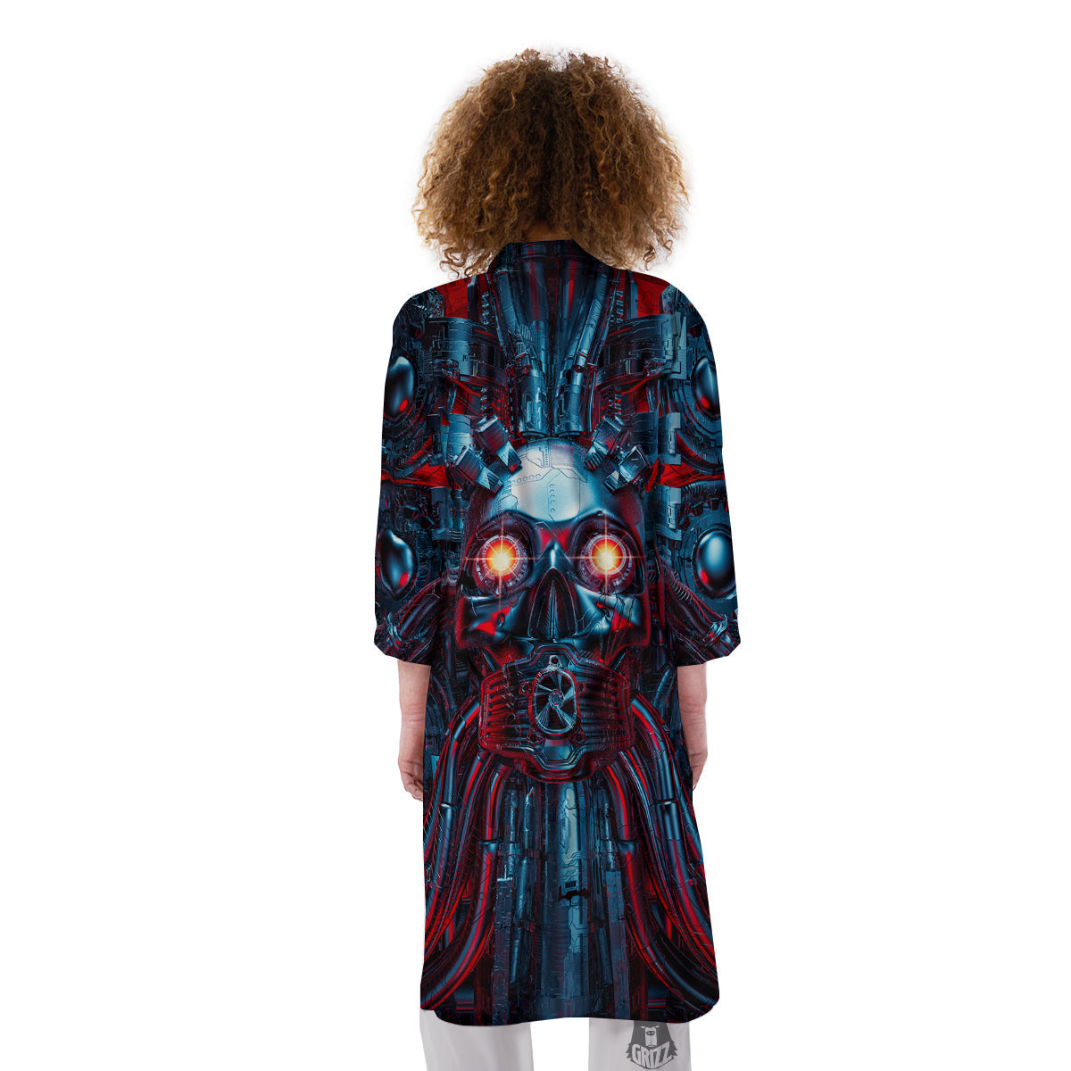 Red Machine Robot Print Kimono-grizzshop