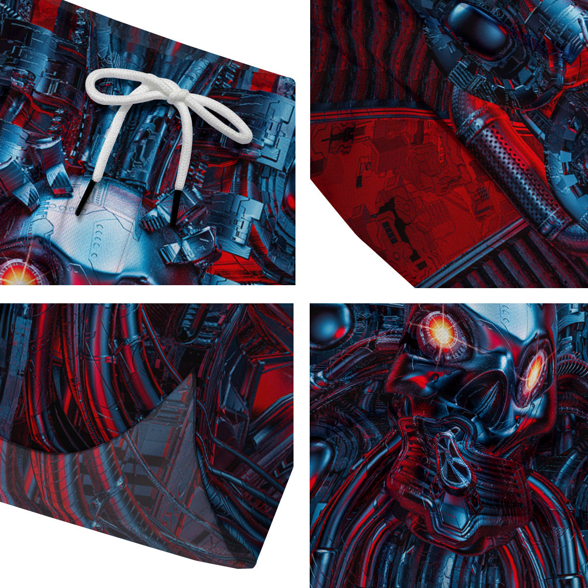 Red Machine Robot Print Men's Running Shorts-grizzshop