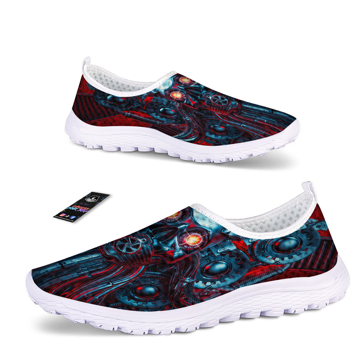 Red Machine Robot Print Nurse Shoes-grizzshop