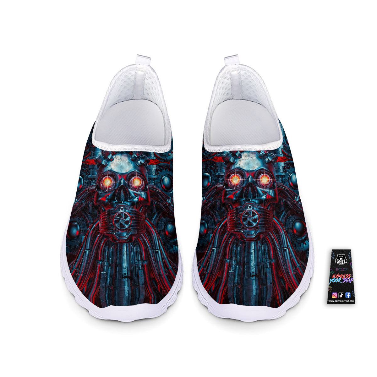 Red Machine Robot Print Nurse Shoes-grizzshop