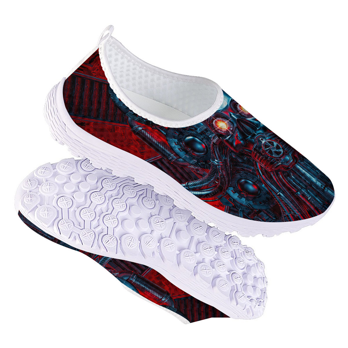 Red Machine Robot Print Nurse Shoes-grizzshop