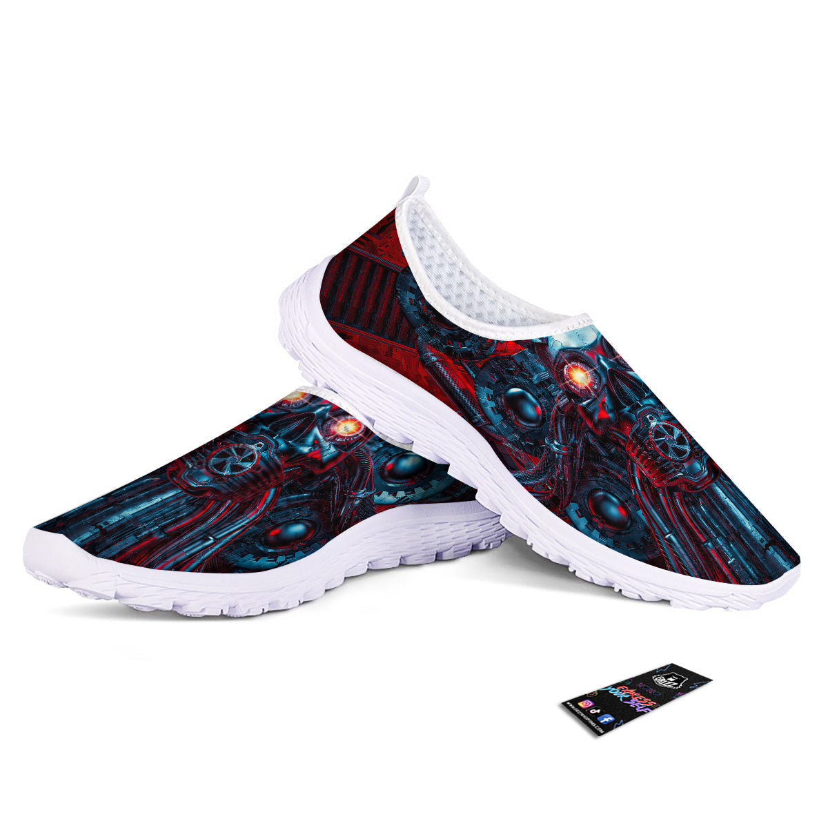 Red Machine Robot Print Nurse Shoes-grizzshop