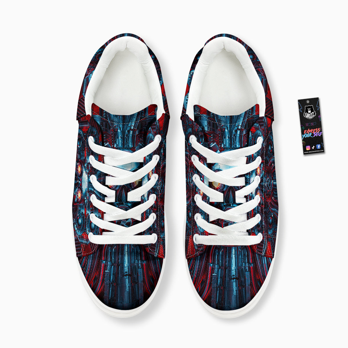 Red Machine Robot Print Platform Shoes-grizzshop