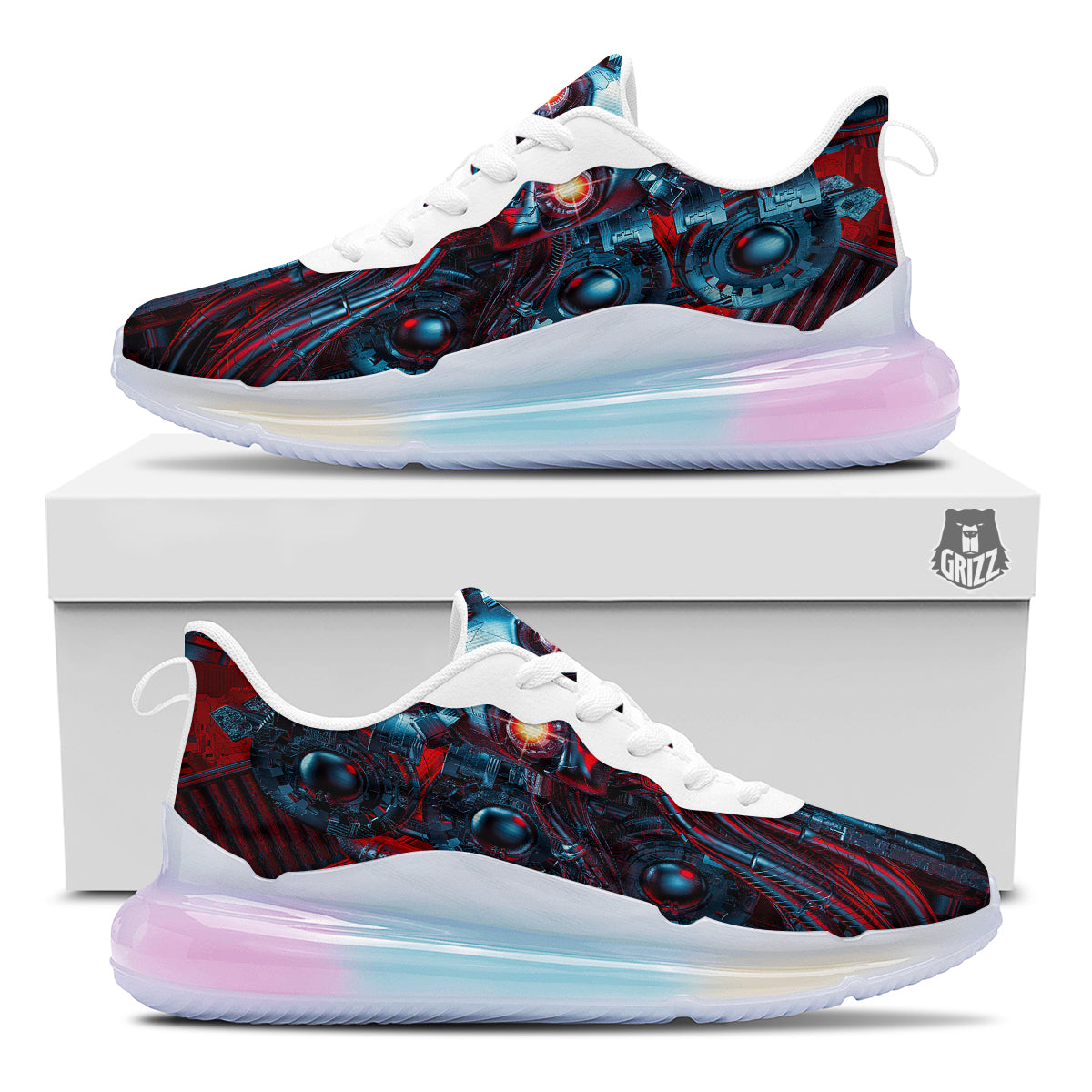 Red Machine Robot Print Running Sneakers-grizzshop