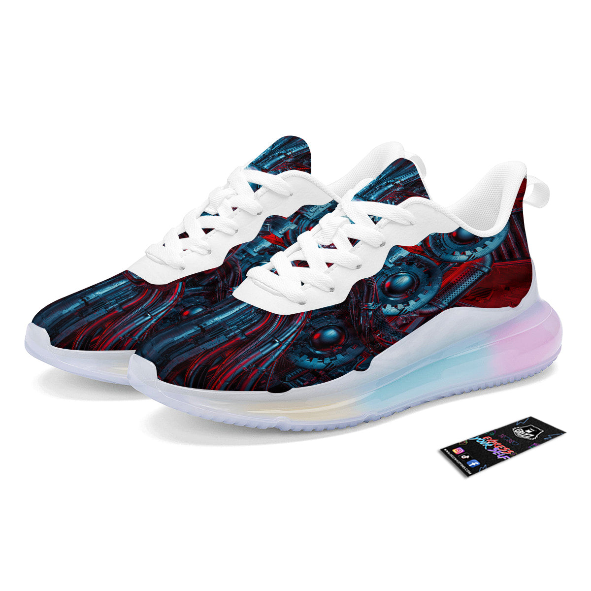 Red Machine Robot Print Running Sneakers-grizzshop