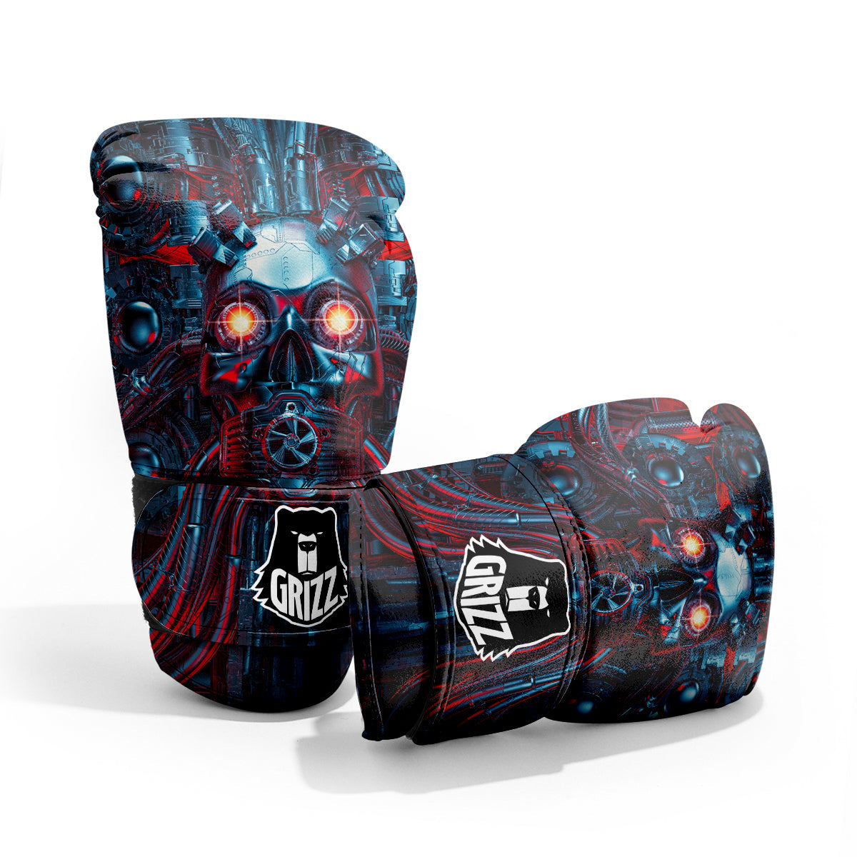 Red Machine Robot Print Sparring Gloves-grizzshop