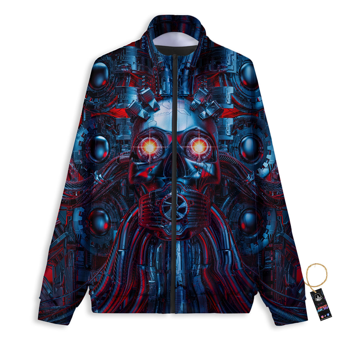 Red Machine Robot Print Track Jacket-grizzshop