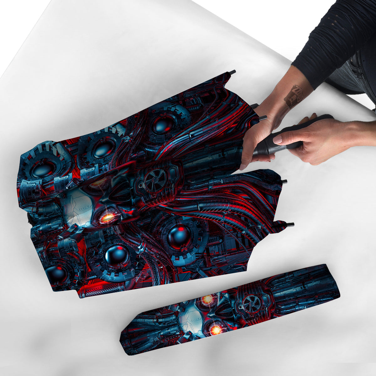 Red Machine Robot Print Umbrella-grizzshop
