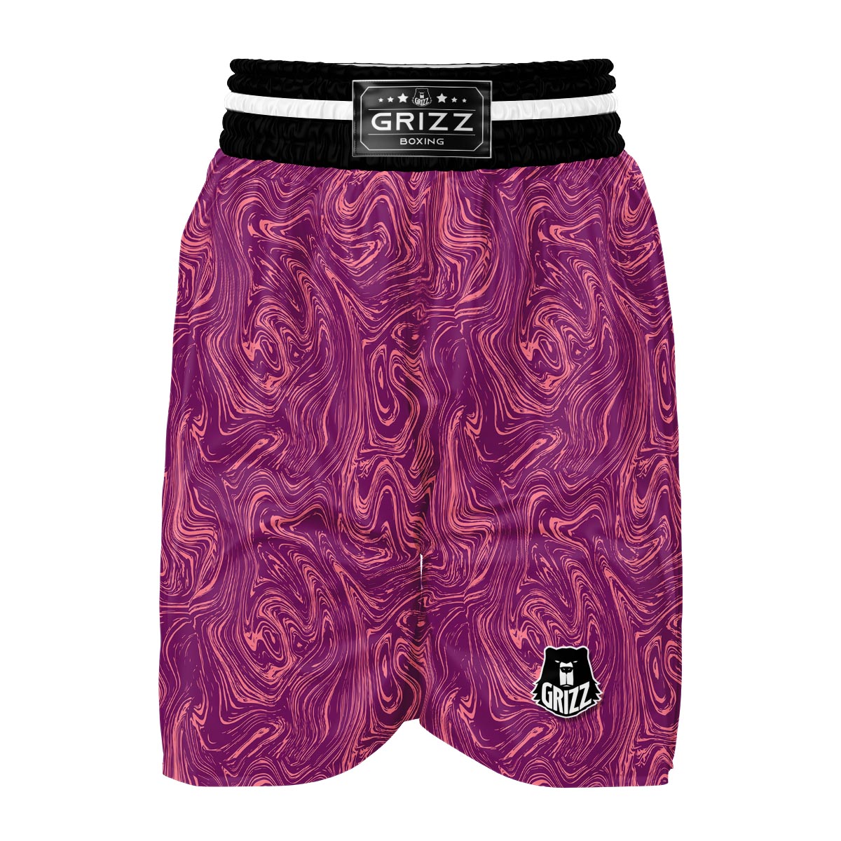 Red Marble Pattern Print Boxing Shorts-grizzshop