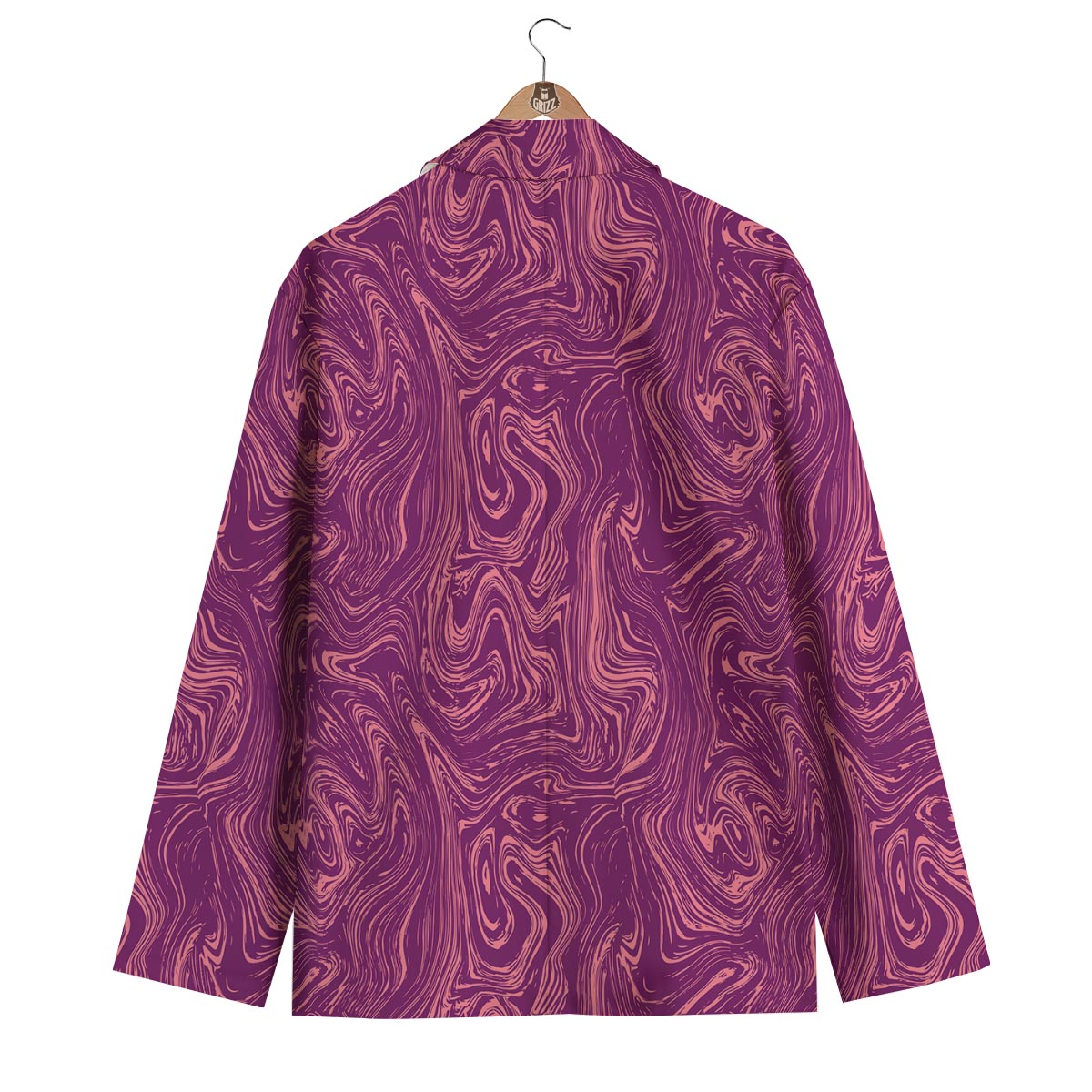 Red Marble Pattern Print Men's Blazer-grizzshop