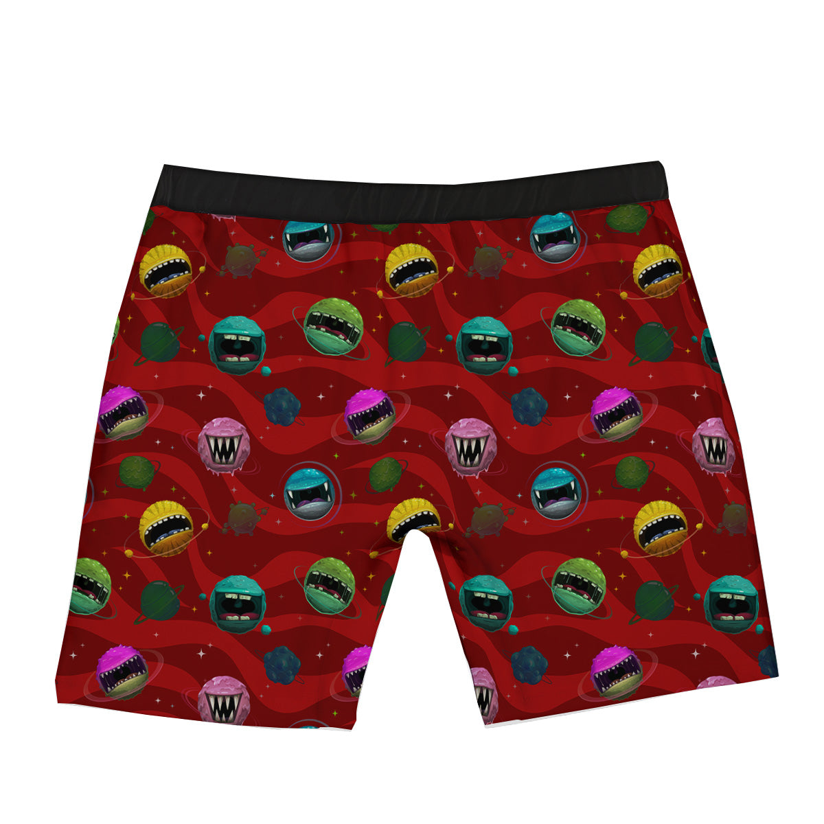 Red Monster Planets Print Pattern Boxer Briefs-grizzshop