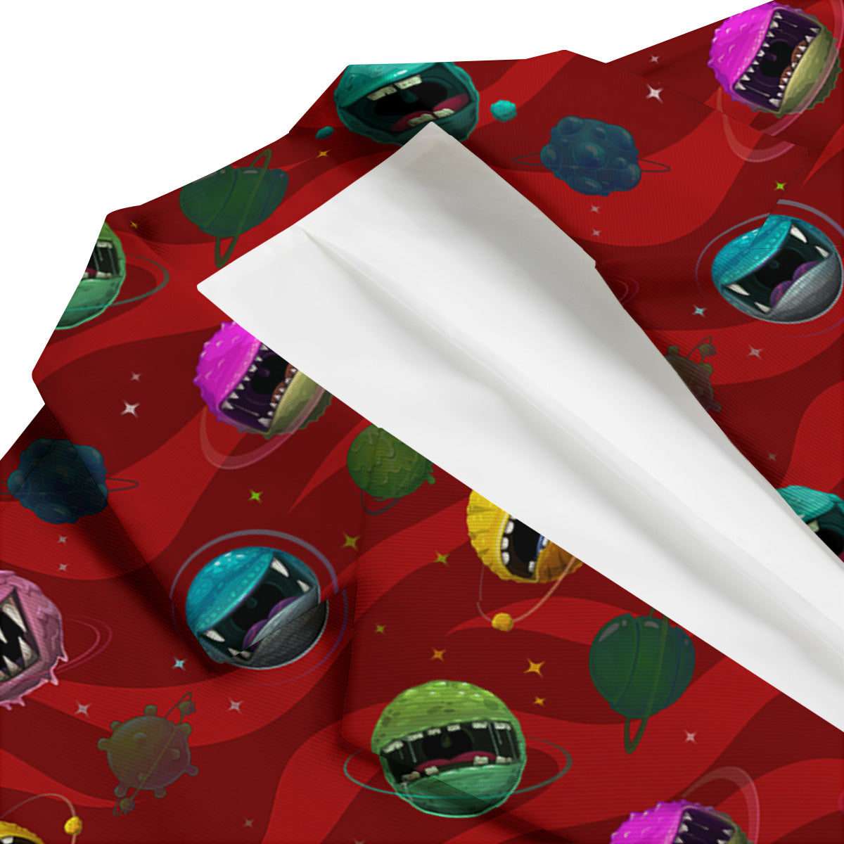 Red Monster Planets Print Pattern Men's Blazer-grizzshop