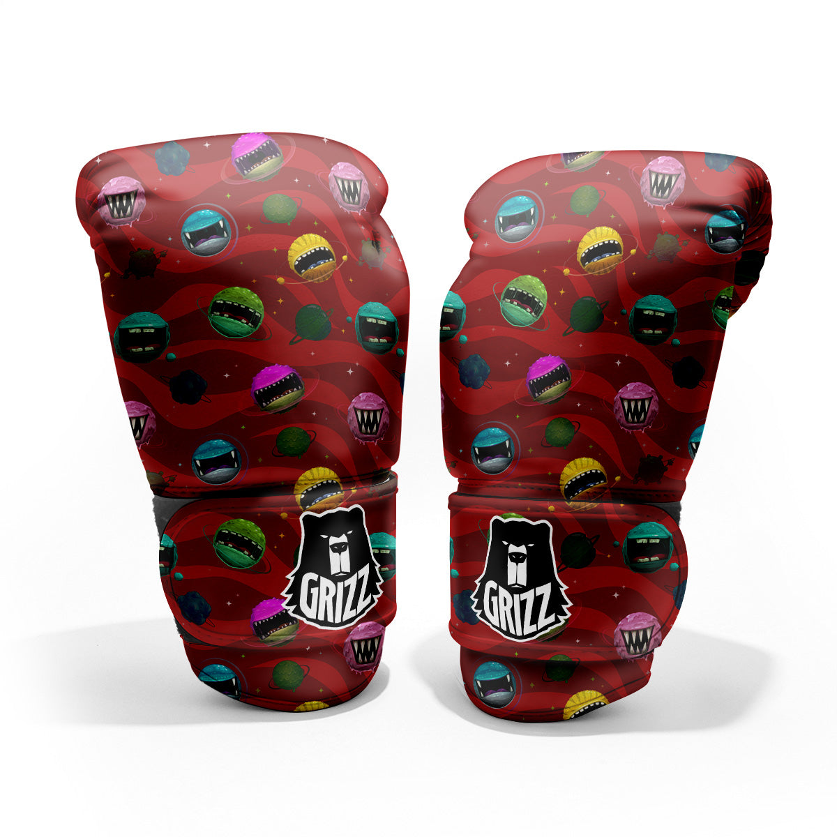 Red Monster Planets Print Pattern Pro Boxing Glove