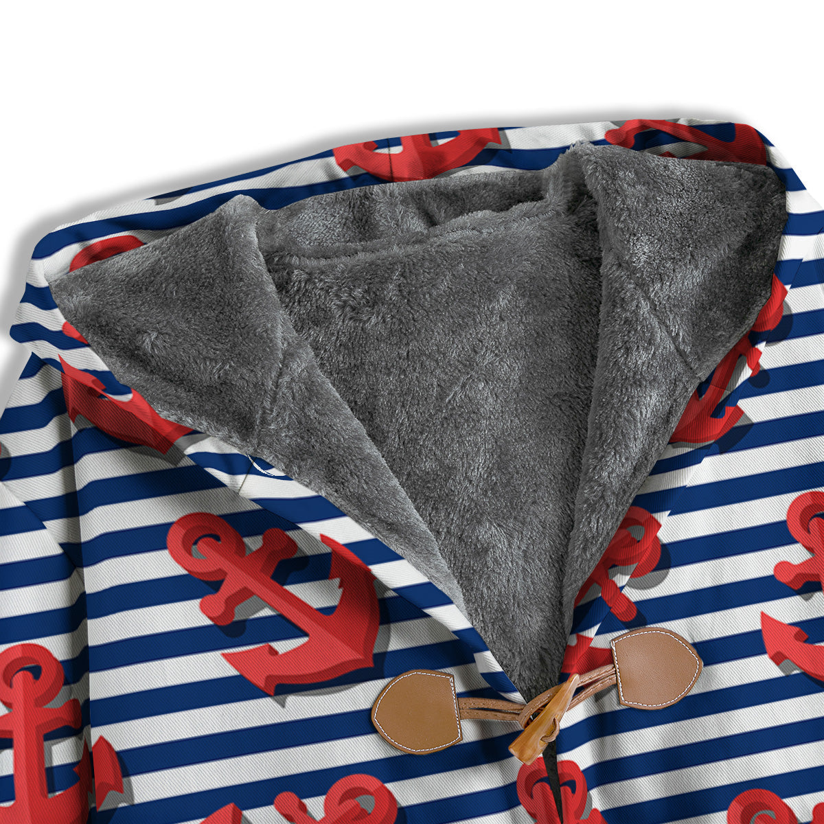 Red Nautical Anchor Blue Striped Print Men's Windbreaker Jacket-grizzshop
