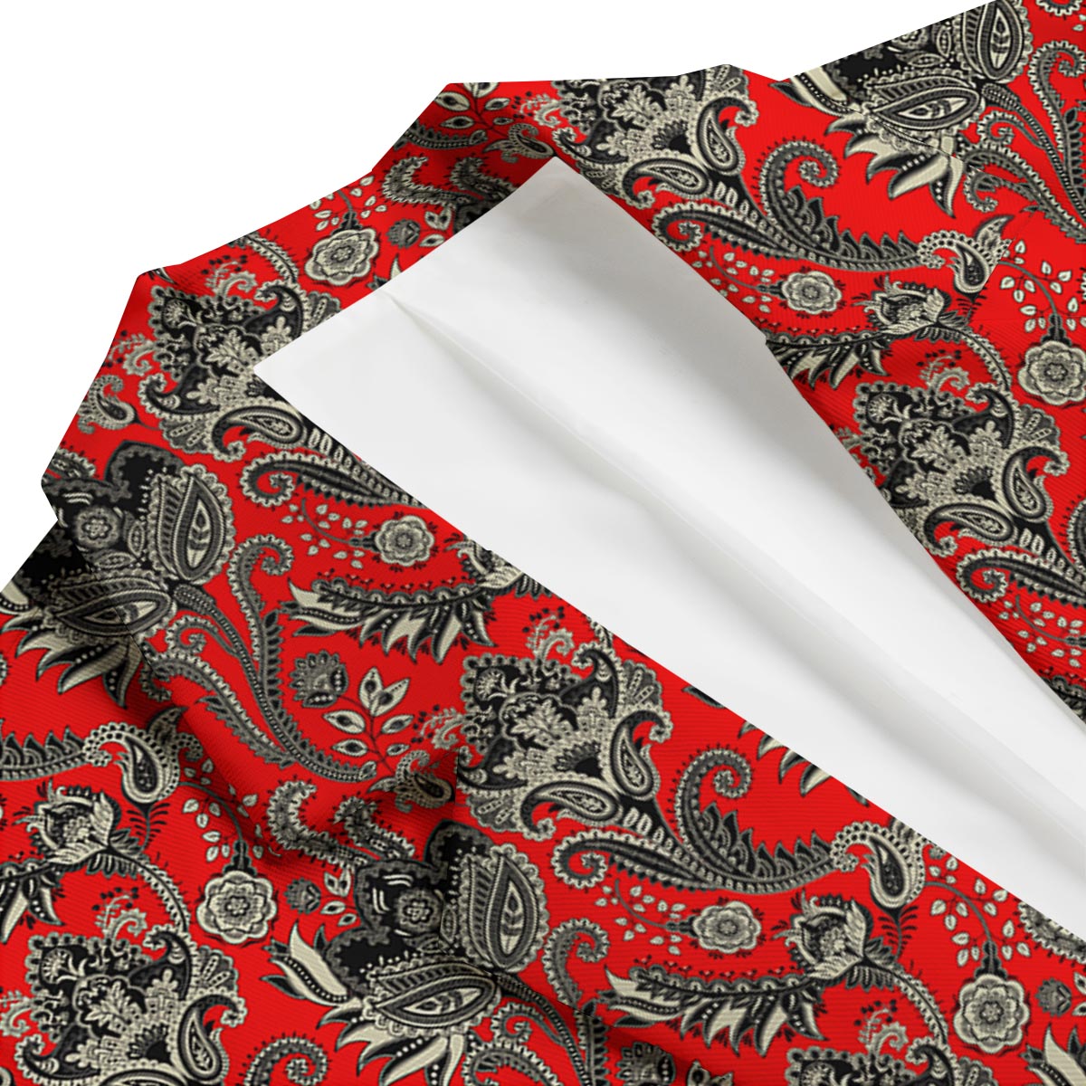 Red Paisley Pattern Print Men's Blazer-grizzshop