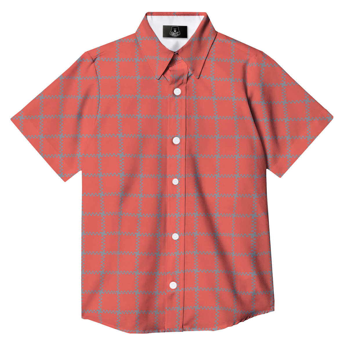 Red Pastel And Grey Tattersall Print Button Up Shirt-grizzshop