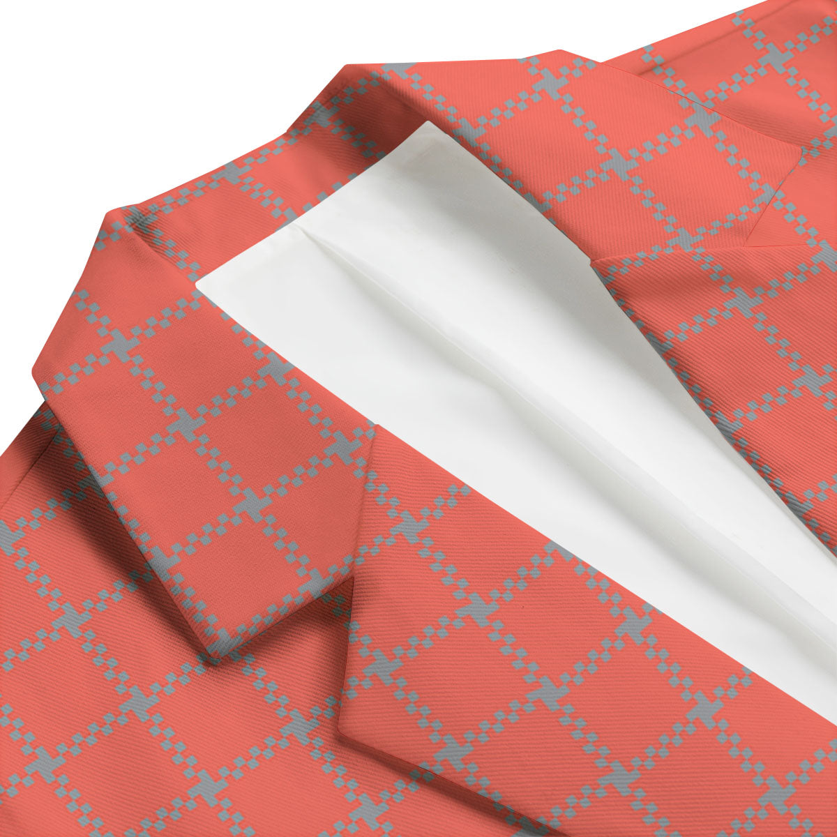 Red Pastel And Grey Tattersall Print Men's Blazer-grizzshop