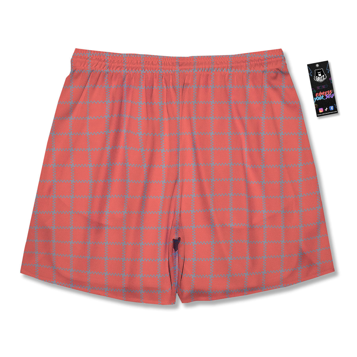 Red Pastel And Grey Tattersall Print Men's Running Shorts-grizzshop