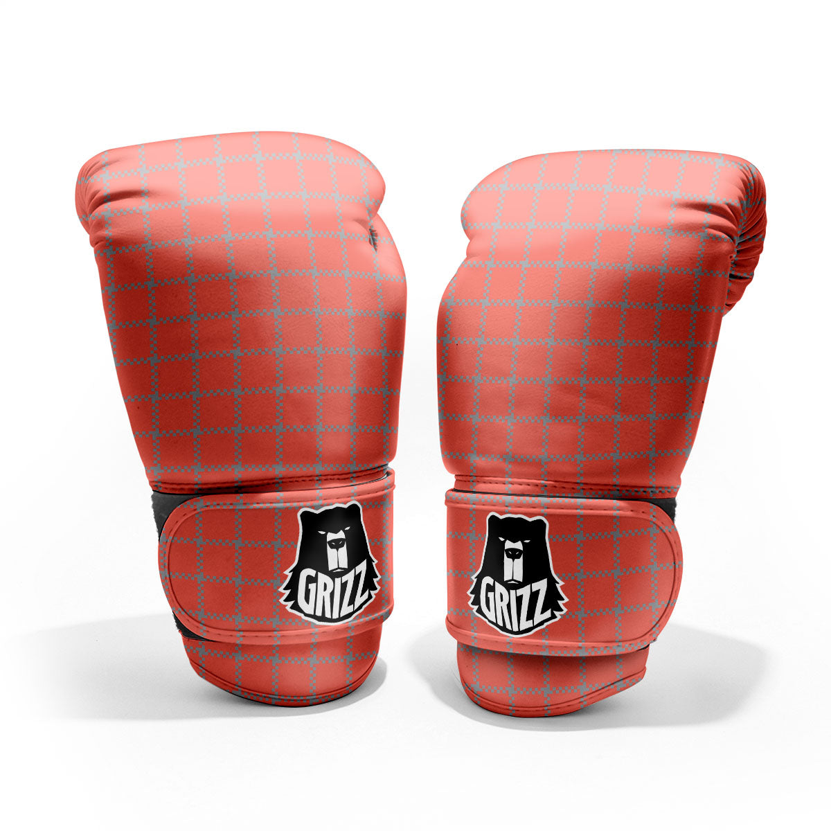 Red Pastel And Grey Tattersall Print Pro Boxing Glove