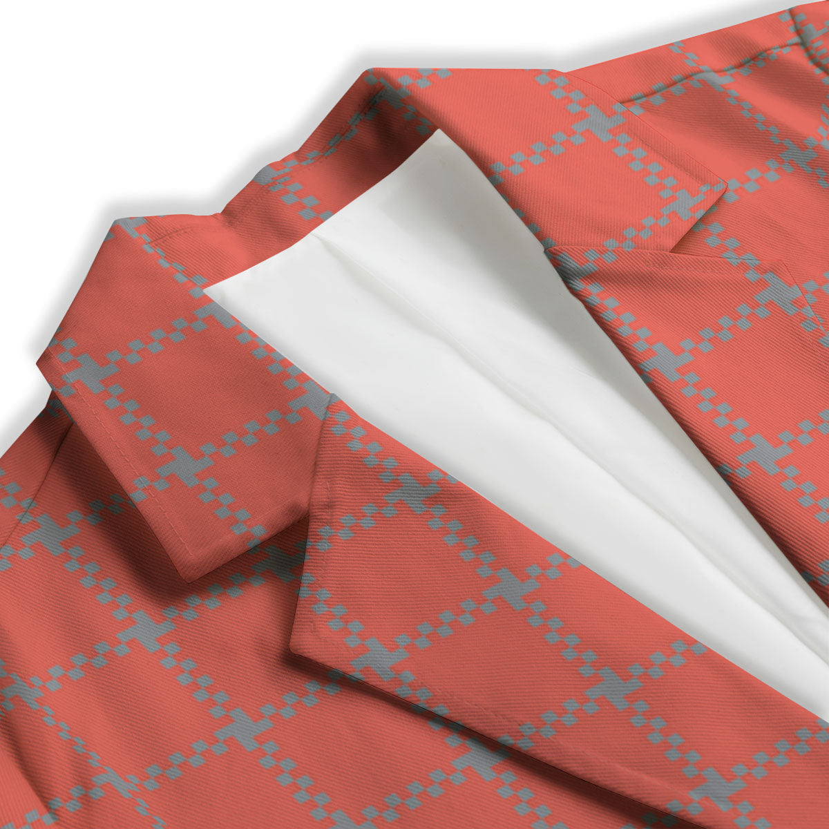 Red Pastel And Grey Tattersall Print Women's Blazer-grizzshop