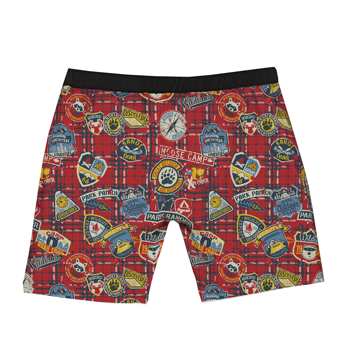 Red Plaid Mountain Camp Tartan Print Boxer Briefs-grizzshop