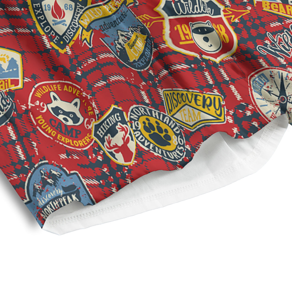 Red Plaid Mountain Camp Tartan Print Men's Athletic Shorts