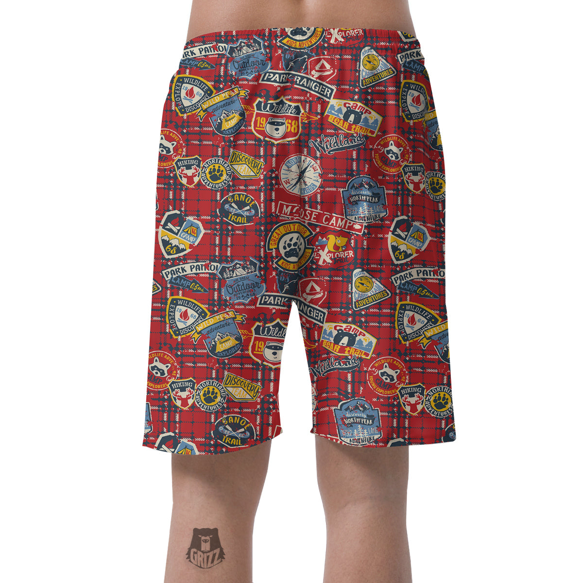 Red Plaid Mountain Camp Tartan Print Men's Shorts-grizzshop