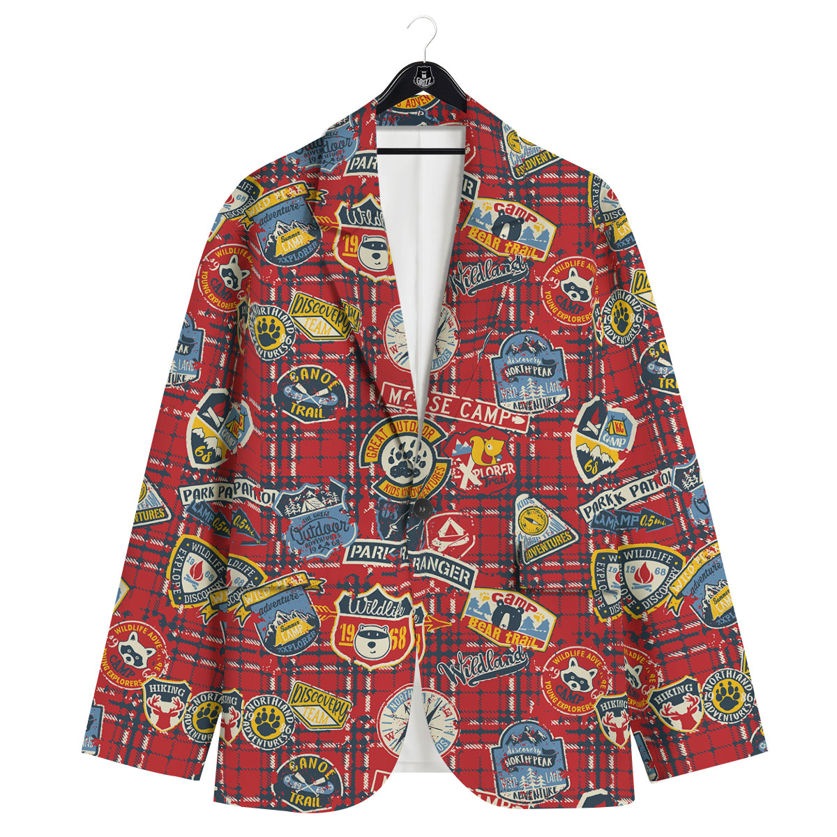 Red Plaid Mountain Camp Tartan Print Men's Sport Coat-grizzshop