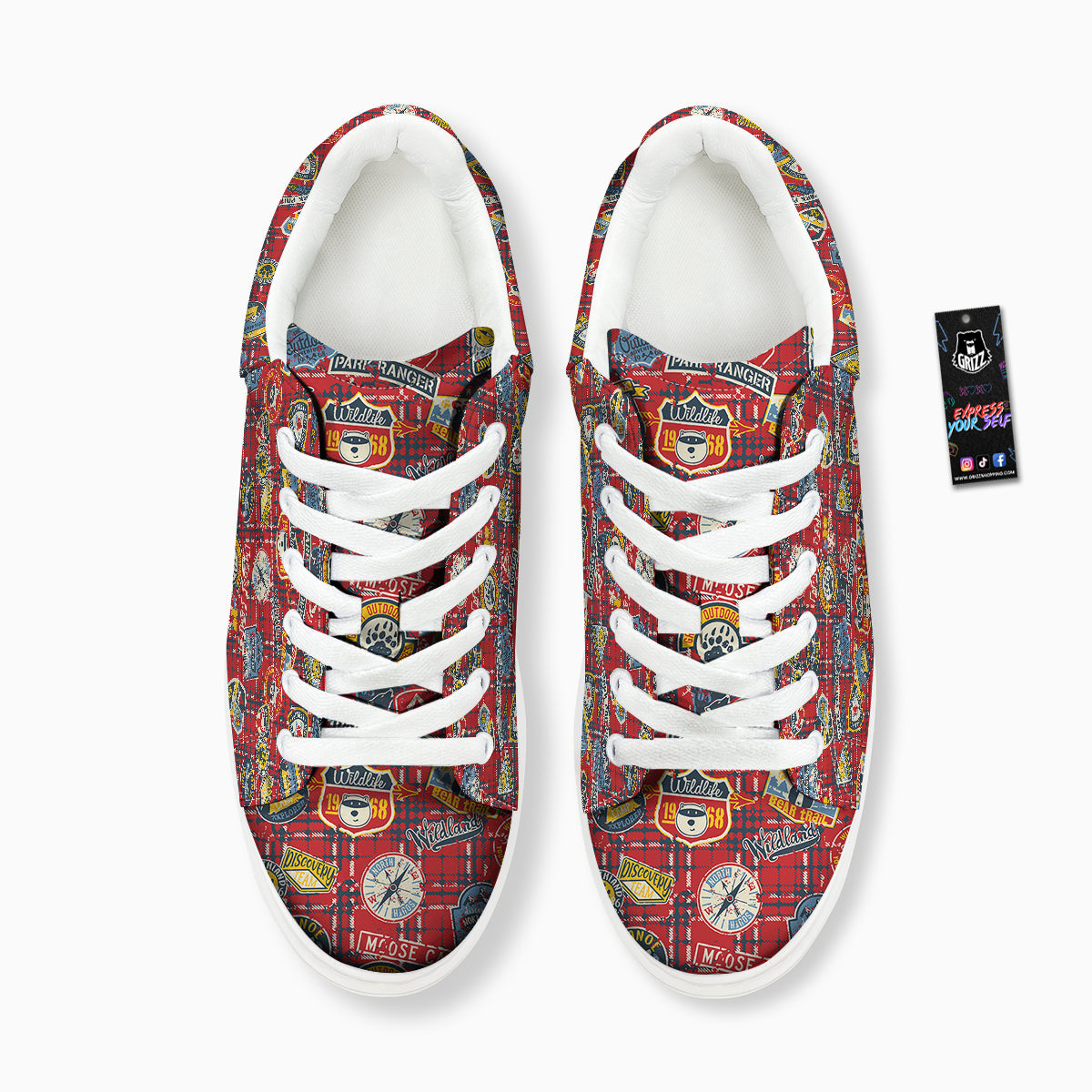 Red Plaid Mountain Camp Tartan Print Platform Shoes-grizzshop