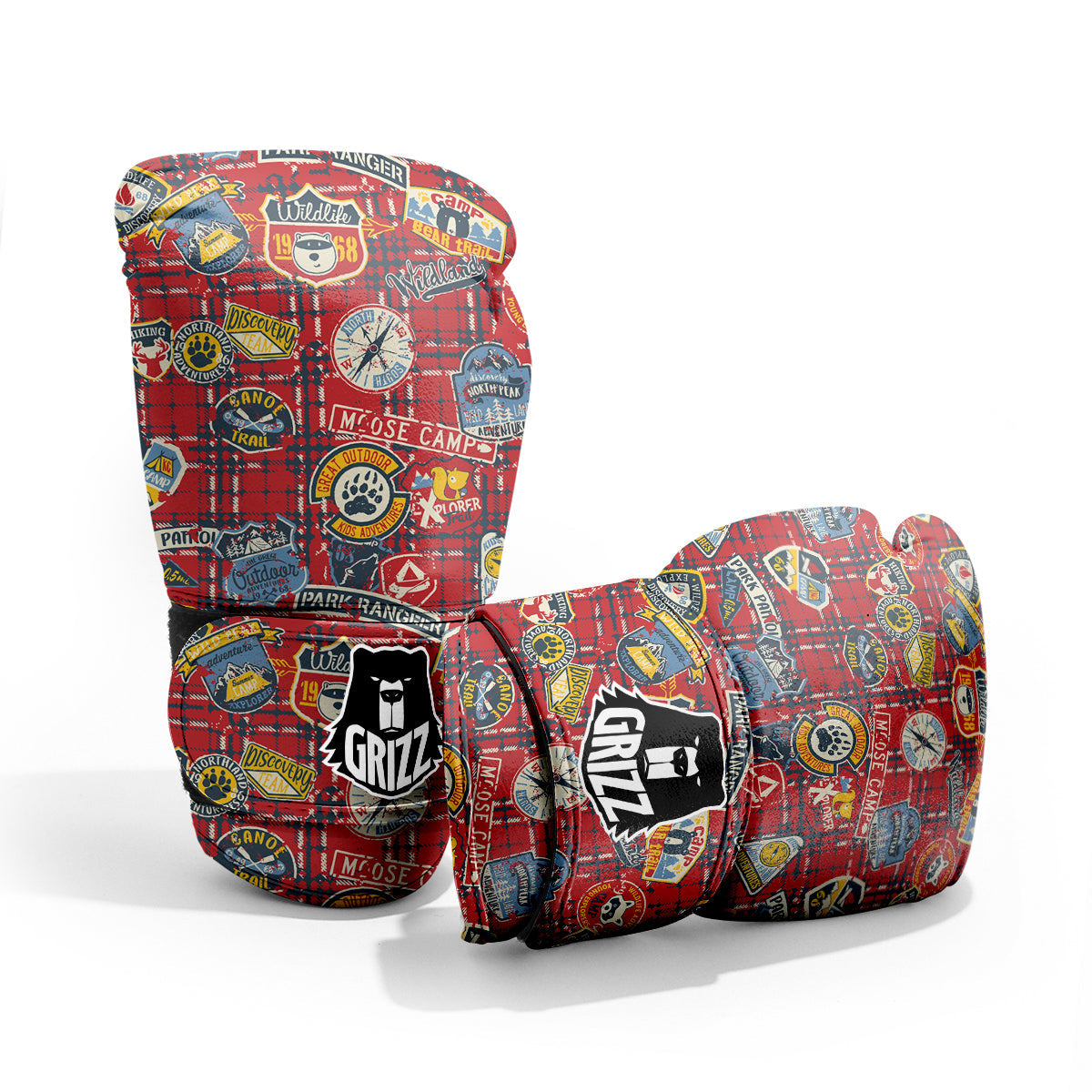 Red Plaid Mountain Camp Tartan Print Pro Boxing Glove