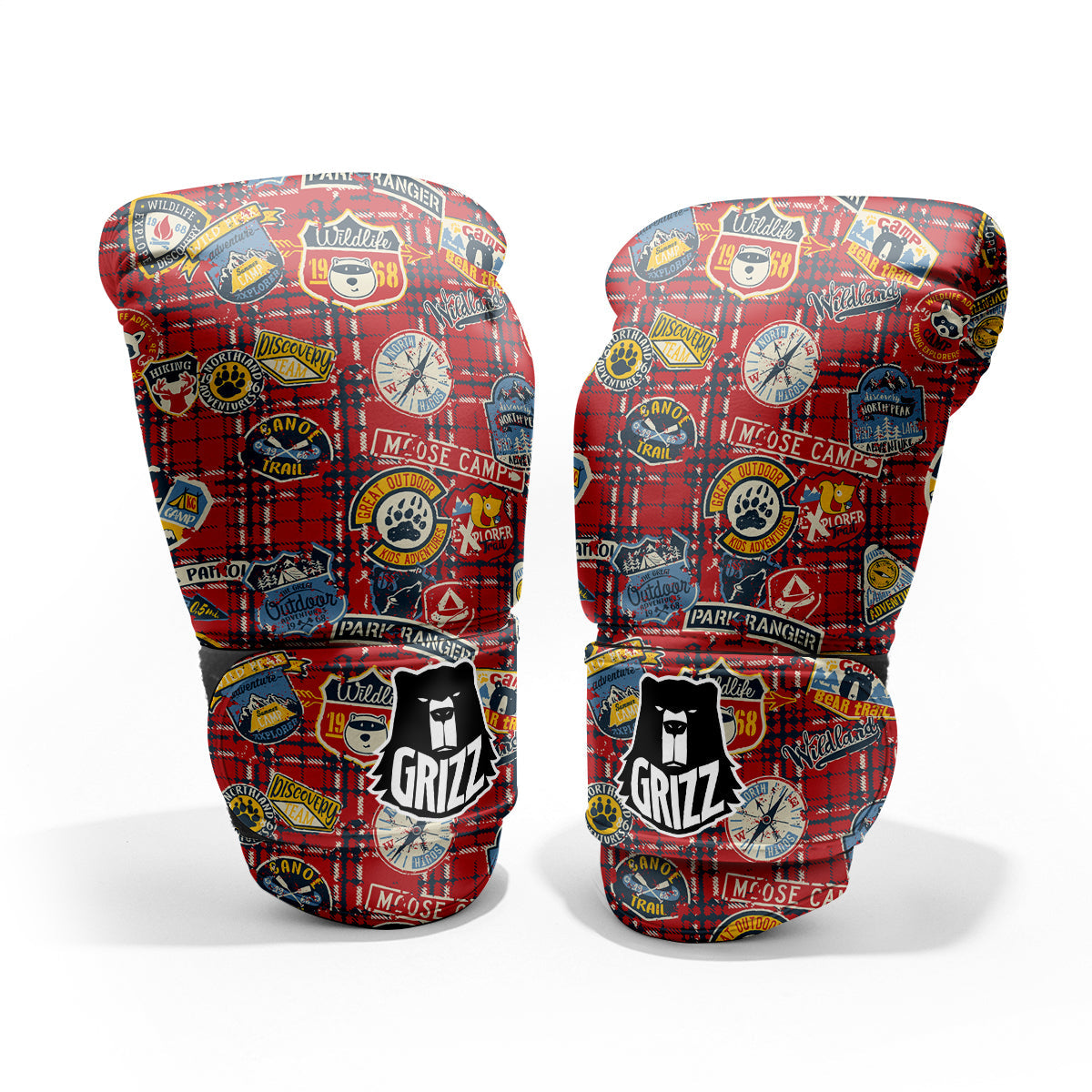 Red Plaid Mountain Camp Tartan Print Pro Boxing Glove