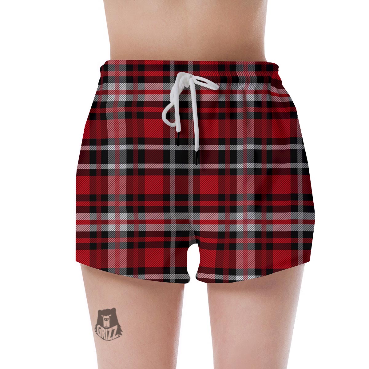 Red Plaid Tartan Print Women's Shorts-grizzshop