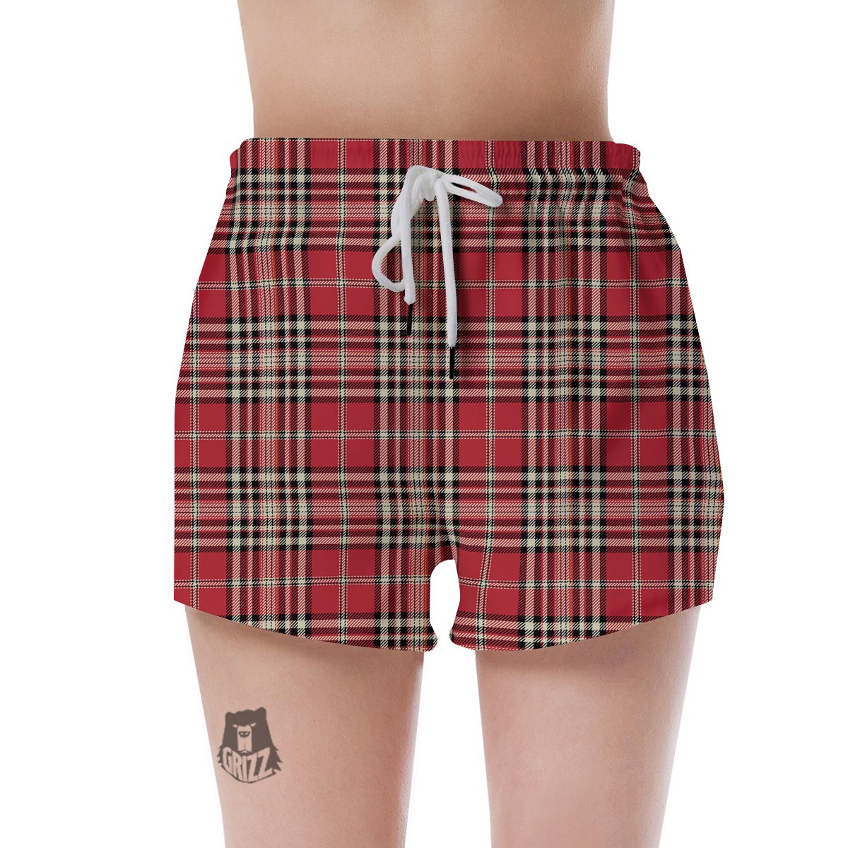 Red Plaid Tartan Scottish Women's Shorts-grizzshop