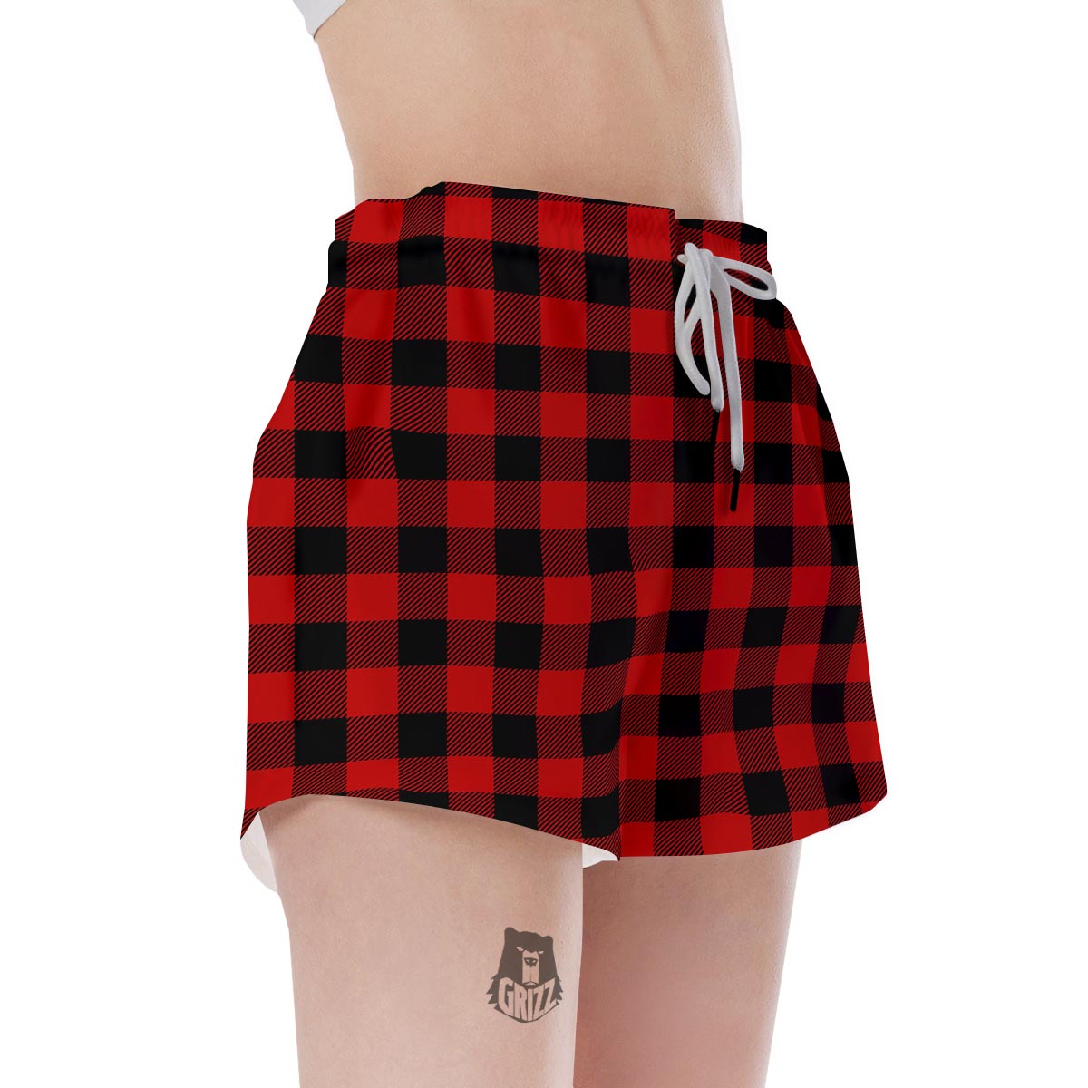 Red Plaid Women's Shorts-grizzshop