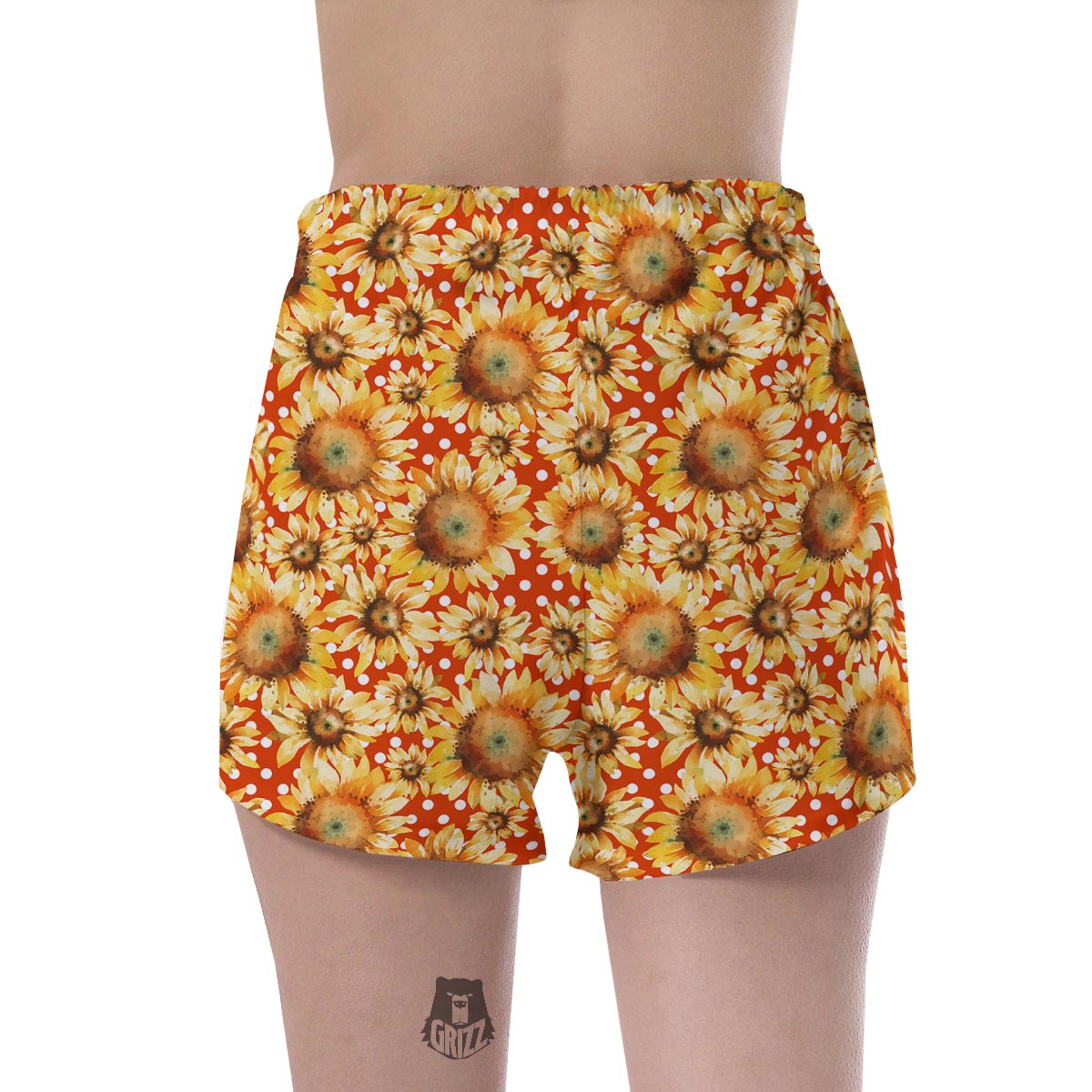 Red Polka Dot Sunflower Women's Shorts-grizzshop