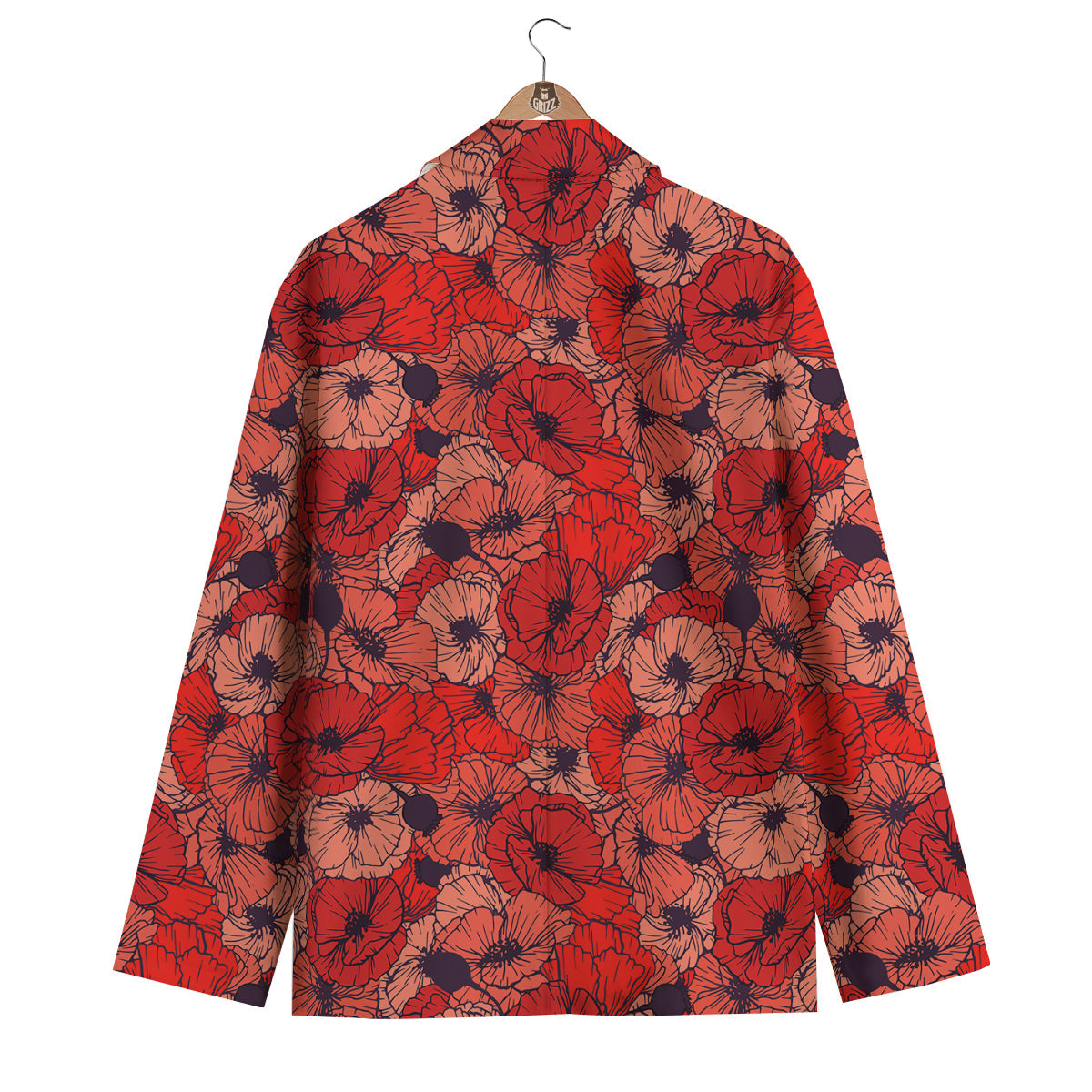 Red Poppy Floral Pattern Print Men's Blazer-grizzshop